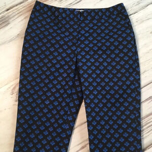 Halogen Pants Taylor Crops Ankle Black Blue Print Pockets 2 Petite 2P